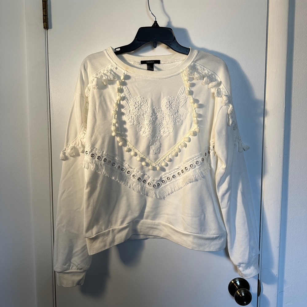 Sweatshirt with fringe detailing